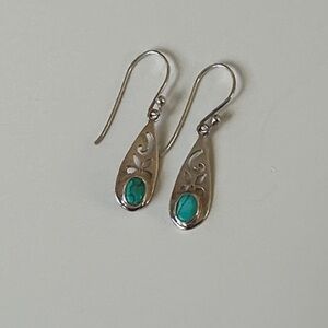Chic Silver and Turquoise Drop Earrings